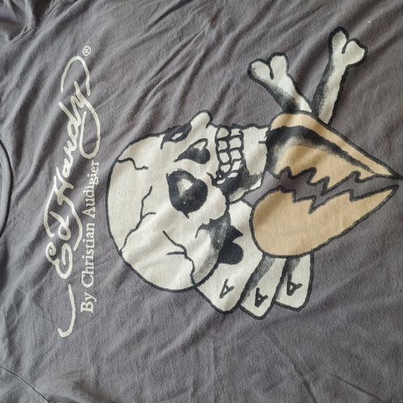 Ed Hardy Gray Skull Graphic T-Shirt Size M - Picture 3 of 8